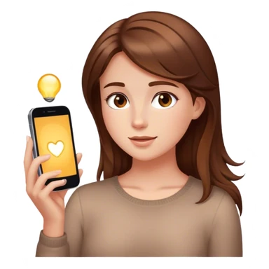 Brown hair, white  girl glass skin skincare on using phone cai sticker