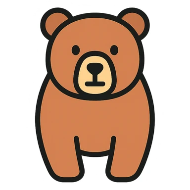 minimal and modern bear, color icon style sticker