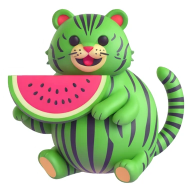green tiger with watermelon body sticker