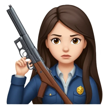 A pretty badass brunette with long hair girl who is about to kill herself witha gun pointed at her temple sticker