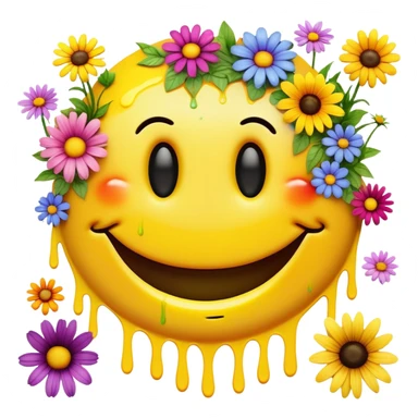 smiley melted garden flowers  sticker