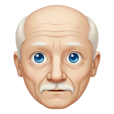 abuelo de piel blanca italiano con pelo blanco casi calvo y ojos color azul sin bello facial  sticker