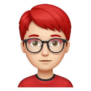 red clothed person with eyeglass sticker