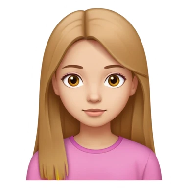 girl long light brown straight Hair, brown eyes, light skin, pink or yellow top sticker