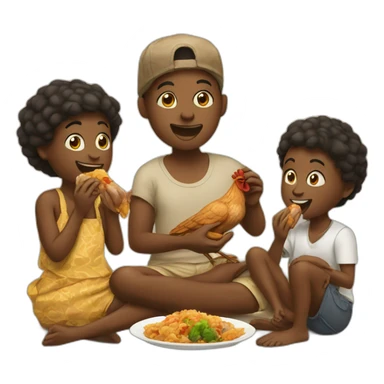 Africa people eating chicken sticker
