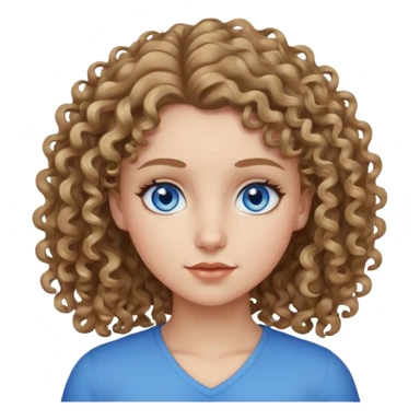 a girl with blue eyes and dark blonde curly hair sticker