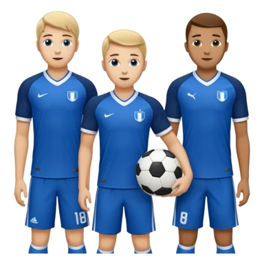 Het moet een staf worden van 3 prestatieteams voetbal van Olympia'18 met de hoofdkleuren blauw en wit, abstract sticker