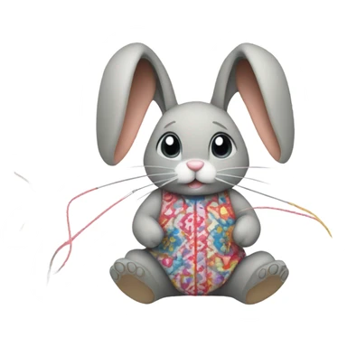 A bunny embroidering  sticker