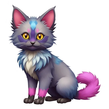 Colorful exotic Fantasy-Ragdoll-Fakémon-Lykoi-feline-hybrid (full body) sticker