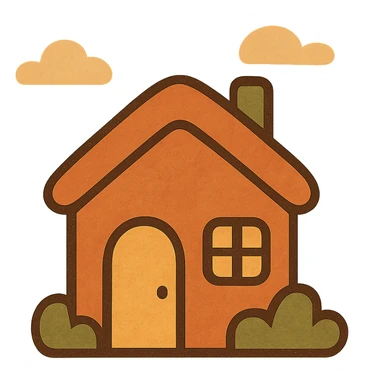 A modern, minimalistic icon of a home in flat design style, using bright and harmonious colors, suitable for mobile and web applications. sticker