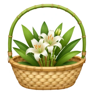 bamboo basket, lily, leony flowers sticker