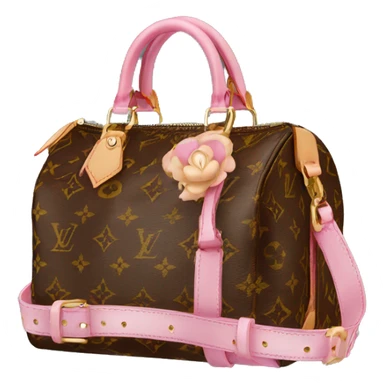 Louis Vuitton speedy bag with pink strap sticker