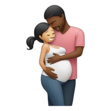 Man hugging pregnant woman sticker