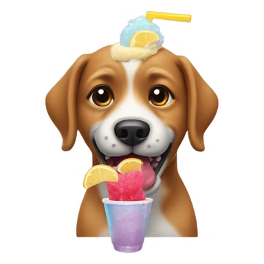 Dog eating a slushie sticker