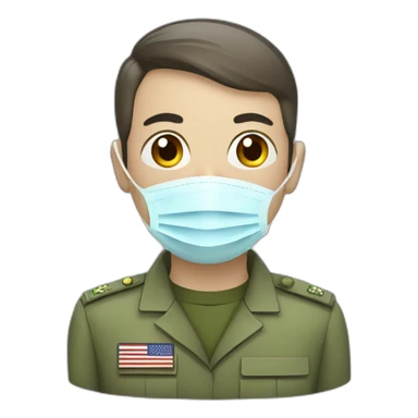 a military Head in a Medical masks sticker
