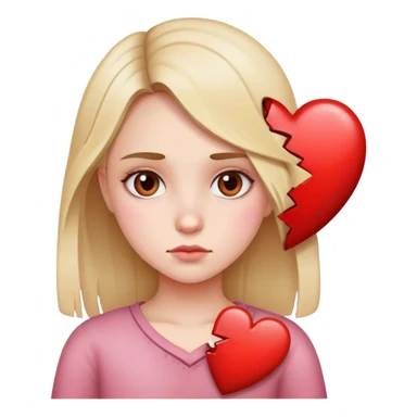 a girl with half a broken heart and half a full heart sticker