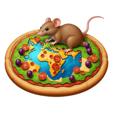 Rat on pizza on top of earth eating grapes sticker