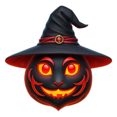 iOS emoji, dark fantasy magic seal, witch symbol, web pattern, red glow, minimal clean style, dark fantasy, dark atmosphere, black and red colors sticker