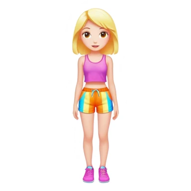 glowing girl in colorful shorts sticker