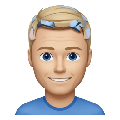 Ronan Keating with blue eyes, dark blonde hair, blue shirt sticker
