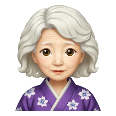 japanese culture old woman with white wavy hair and wrinkles sticker