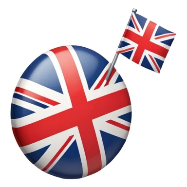 A cartoonish emoji representing English language priority, with the English flag and number 1 symbol sticker