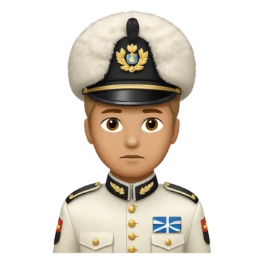 a serious realistic Finnish soldier in a white military uniform sticker