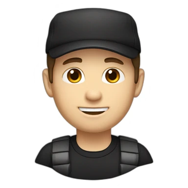 brown hair, black hat, black shirt, caucasian developer sticker