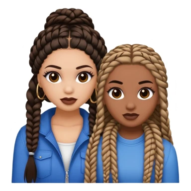 Boujy baddie best friends, trendy heavy makeup both dark hair one light skinned and one mocha brown micro braids  sticker