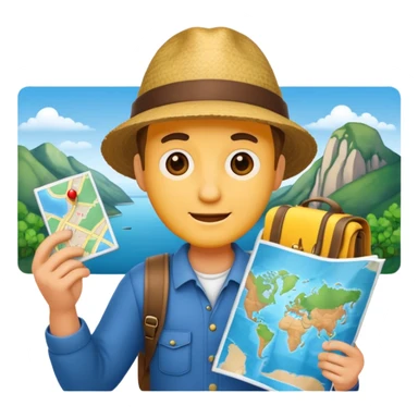 tourist man holding map sticker