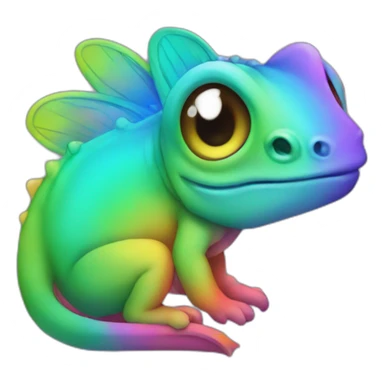 cute rainbow cameleon like ios emoji sticker