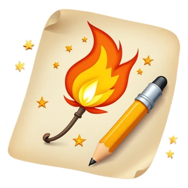 Mit einem Stift auf ein Blatt schreiben und bei der Miene wo es mit dem Blatt trifft leuchten leichte Flammen auf  sticker