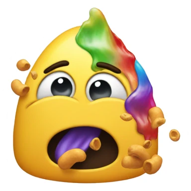 emoji throwing up multicolored vomit  sticker
