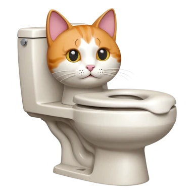 Cat wearing a toilet sticker