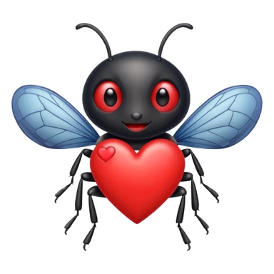 Bug holding a love heart sticker