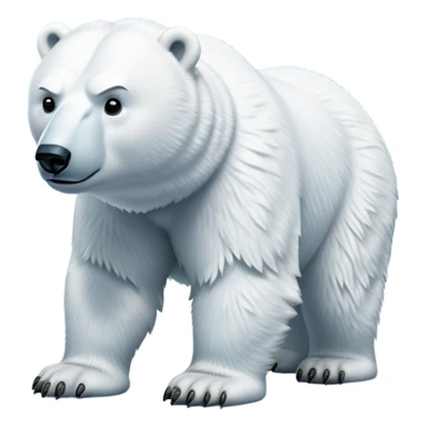 cinematic-polar-bear-realistic-full-body-standing-emoji,-massive-snowy-white-frame-lumbering-across-the-icy-tundra,-powerful-paws-pressing-into-the-frozen-ground,-head-tilted-dramatically,-thick-fur-dusted-with-ice-crystals,-simplified-yet-realistic-focused-features,-highly-detailed,-glowing-with-an-almost-sarcastic-glow

 sticker