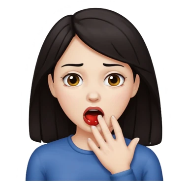 woman with dark hair and white skin choking herself sticker