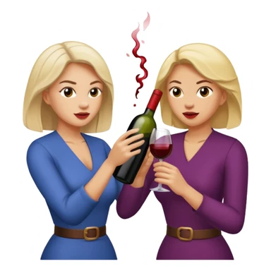 Two ladies fighting over a bottle of wine sticker