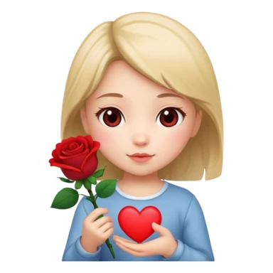 Chibi girl giving heart and rose sticker