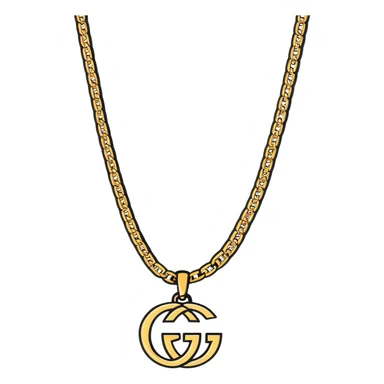 gold Gucci chain with G logo pendant sticker