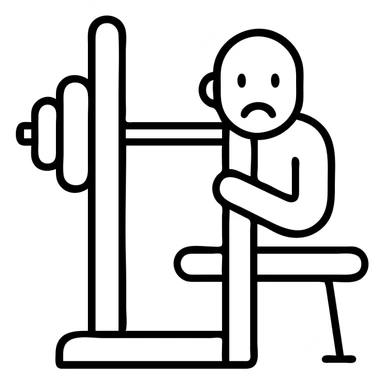 one man hiding behind gym equipment to avoid working out, gym dodger, icon style, clean lines, fitness theme sticker