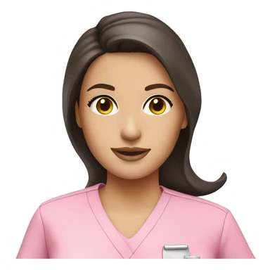 pretty brunette nurse in pink scrubs sticker
