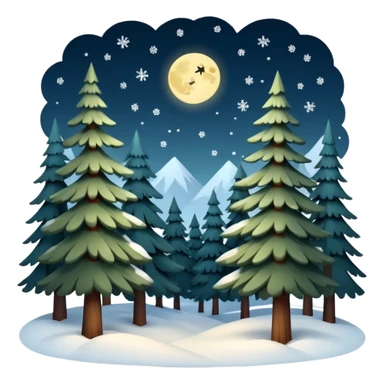 Beautiful snowy night forest sticker