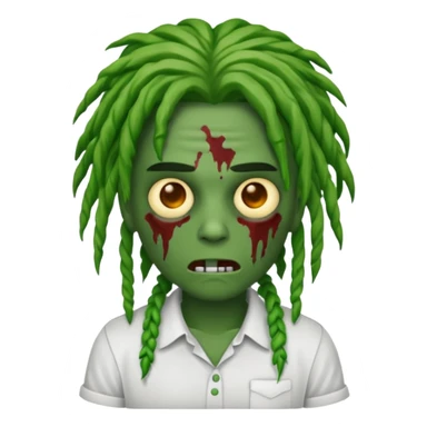 Emoji de zumbi com camisa branca locs no cabelo  sticker