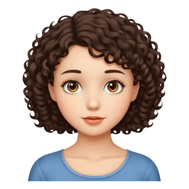an emoji that describes a cute short curly hair brunette girl sticker
