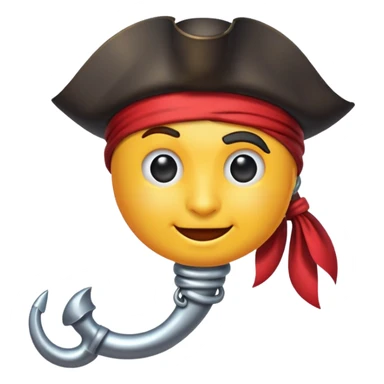 Pirate Hook, clean vector emoji, , white background sticker