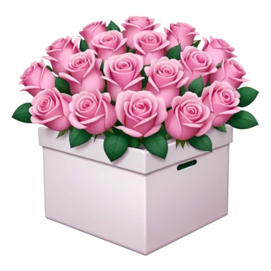 bouquet of pink 30 roses in a white box，no leaves sticker