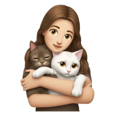  Brown hair white girl hug cat sticker