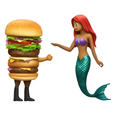 Horse burger shaking hands with mermaid with no eyes sticker
