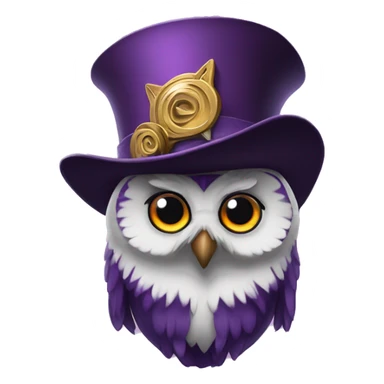 magician wizzard owl violet wizzard hat sticker